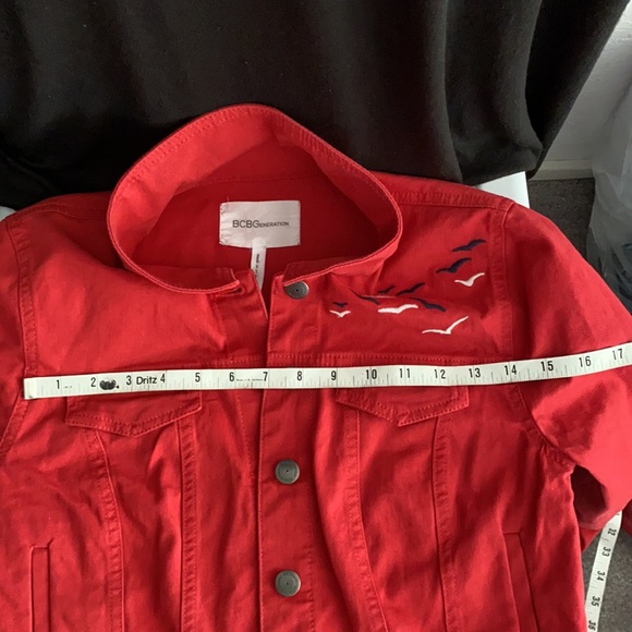 BCBGeneration stretch denim jacket. XXS. American Red. - Picture 8 of 12